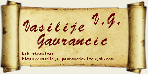 Vasilije Gavrančić vizit kartica
